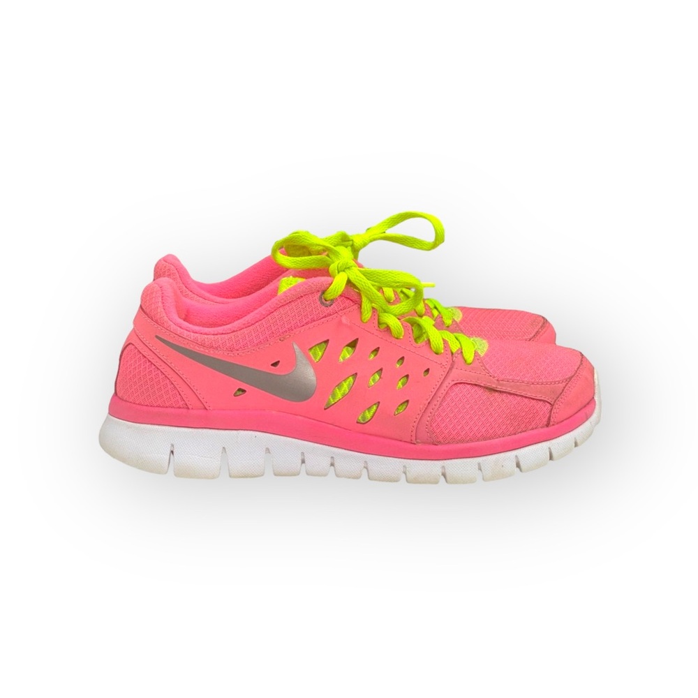 Nike ✔︎ Flex Run GS Running Shoes Sneakers ✔︎ Pink + Yellow ✔︎ 38 8M 6.5Y - Picture 2 of 16